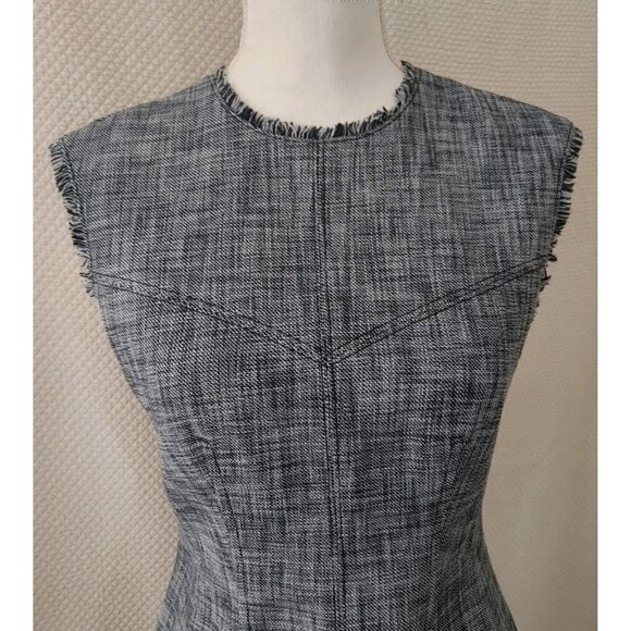 NWOT Rebecca Taylor Sleeveless Slub Suiting Gray Drop Waist Dress Size 4 - Picture 4 of 10